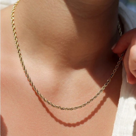 18K Gold Plated Rope Chain Necklace*3mm Rope Chain*Unisex Necklace*Men Necklace - Picture 3 of 6